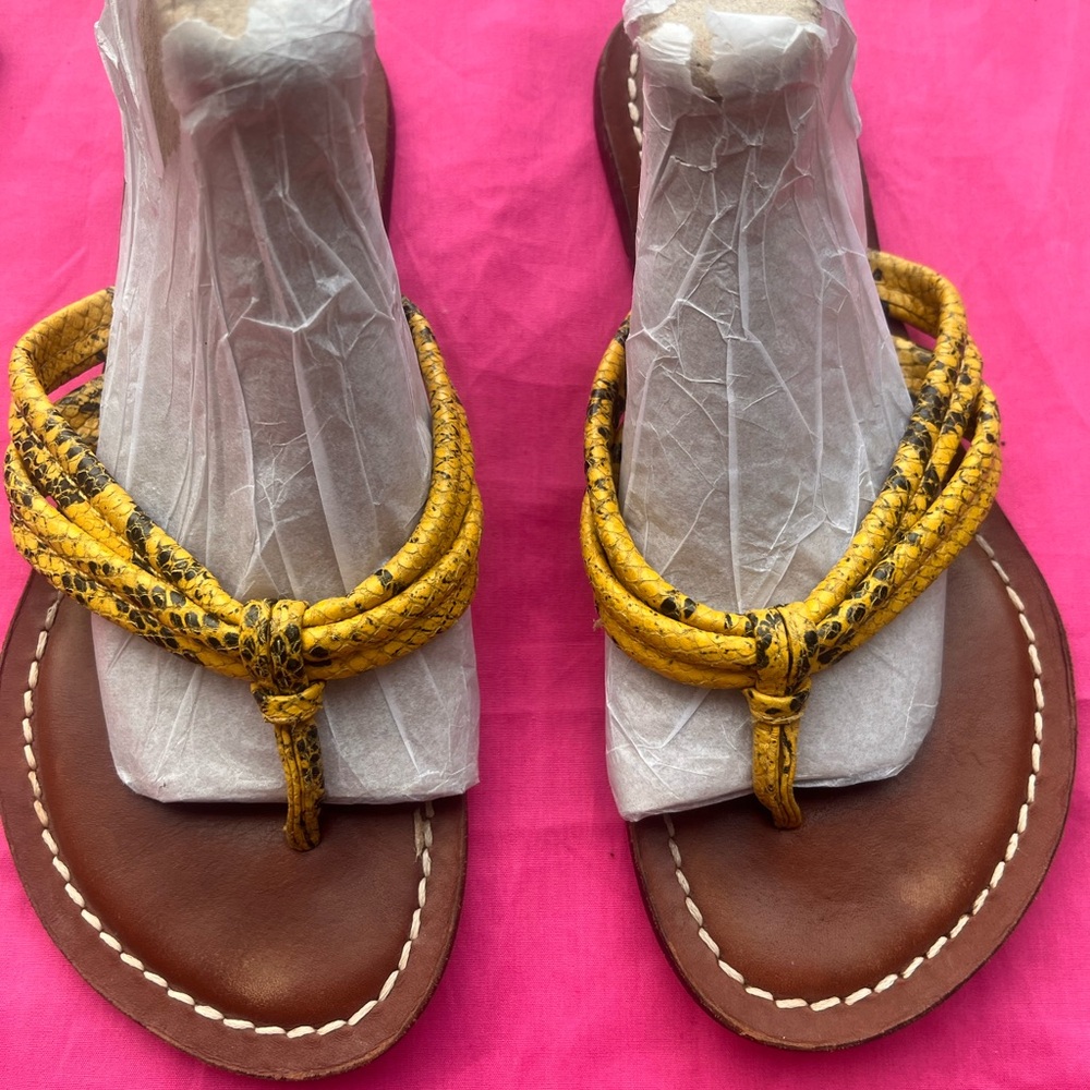 Bernardo Yellow and Brown Sandals - Picture 2 of 4
